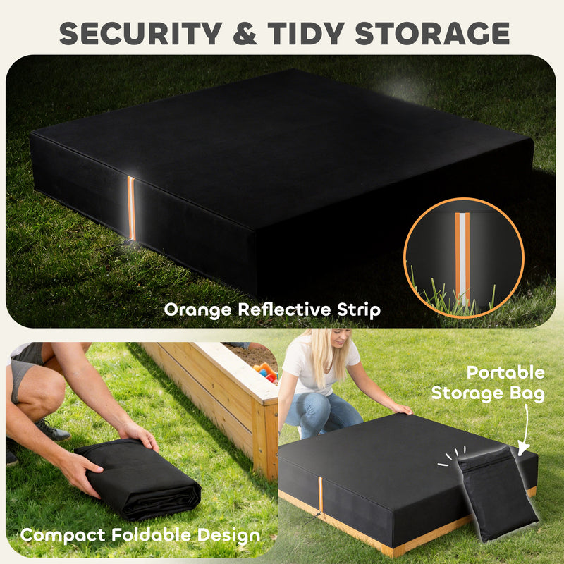 Sandpit Cover Waterproof Outdoor Protector Keeps Sand Clean and Dry Black AOSOM