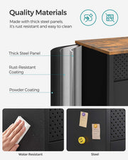 Close-up of the thick steel panel, rust-resistant powder coating and easy-clean surface