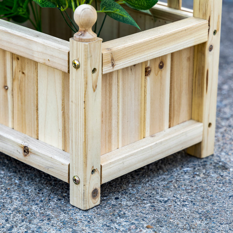 Wooden Garden Planter with Trellis for Climbing Plants Raised Bed for Outdoor Use