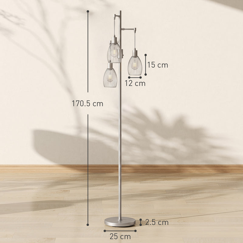 Floor Lamp with Adjustable Rotary Dimmer for Flexible Living Room or Bedroom Lighting Silver