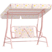 Kids Garden Swing Chair 2 Seater With Adjustable Canopy and Safety Belt Pink by AIYAPLAY