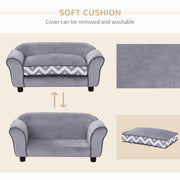 Small Dog Sofa Bed with Soft Cushion and Washable Cover for Indoor Lounging Grey