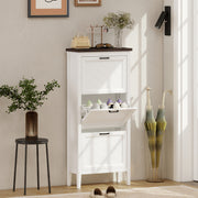 Slim Shoe Storage Cabinet for Narrow Hallways with Flip Drawers and Adjustable Shelves White Homcom