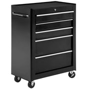 Lockable Black 5 Drawer Steel Tool Chest With Wheels For Garage Or Workshop Storage