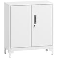 Metal Storage Cabinet with Lockable Doors for Secure Home or Office Organisation White AOSOM