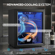 Wine Cooler for 16 Bottles with Double-Glass Door for Kitchens and Home Bars Black Homcom