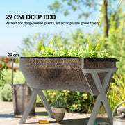 Wooden Raised Garden Planter Box With Legs And Liner For Outdoor Growing Light Grey AOSOM