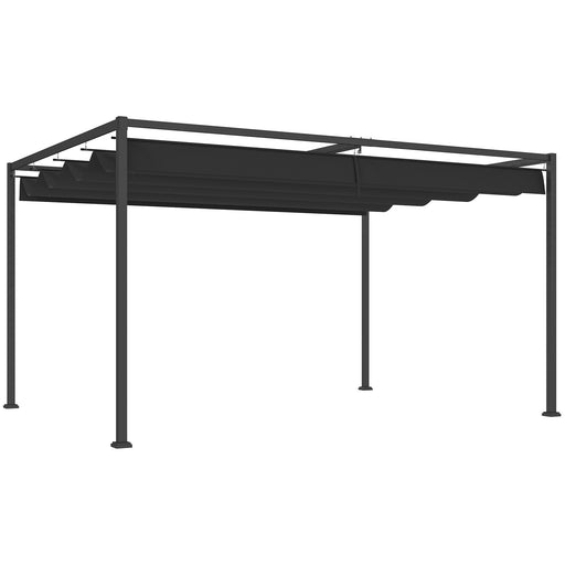 Black 4m x 3m Metal Pergola with Retractable Canopy Roof by Outsunny