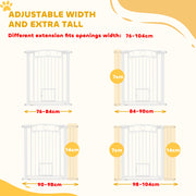 96cm Tall Dog Gate with Door, 7cm and 14cm Extensions, for Stairs, Doorways, 76-104cm by PawHut