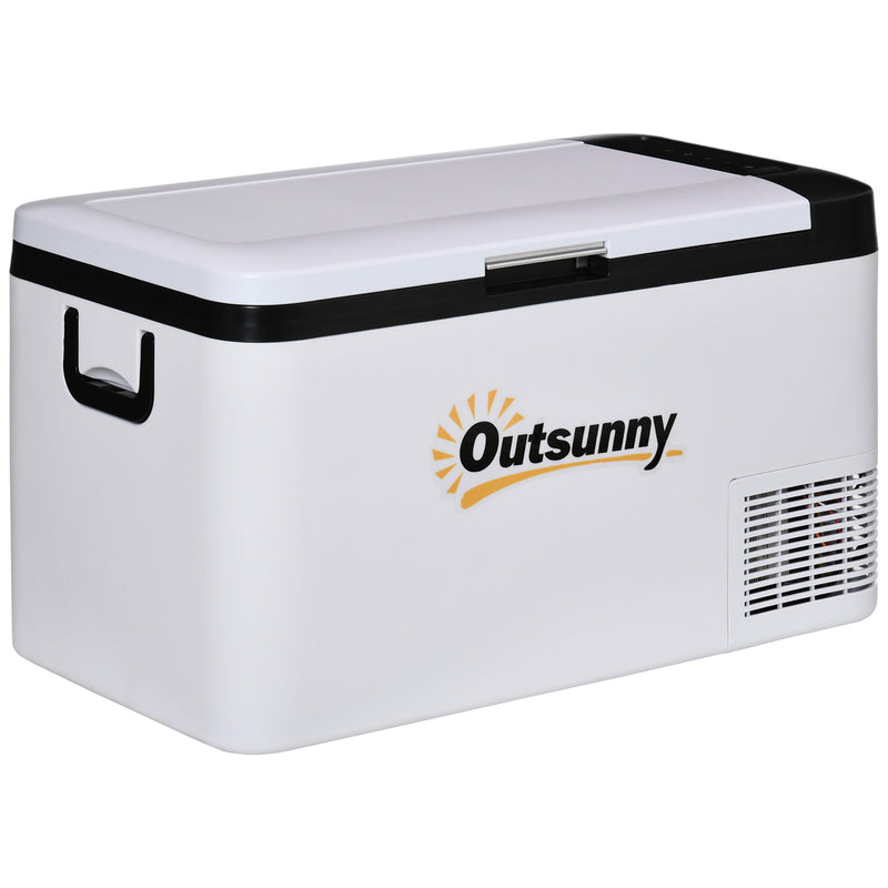 25L Portable Car Fridge Freezer With LED Light and Dual Power For Travel Campervan Grey AOSOM