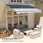 Grey Awning Replacement Canopy Water Resistant UPF 50 Plus Sun Shade Cover for 3 x 2.5m by Outsunny