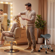 Ergonomic Saddle Chair for Healthy Posture in Home Office or Salon Grey AOSOM