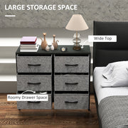 Black 6 Drawer Chest of Drawers with Steel Frame and Wooden Top for Bedroom and Nursery by HOMCOM