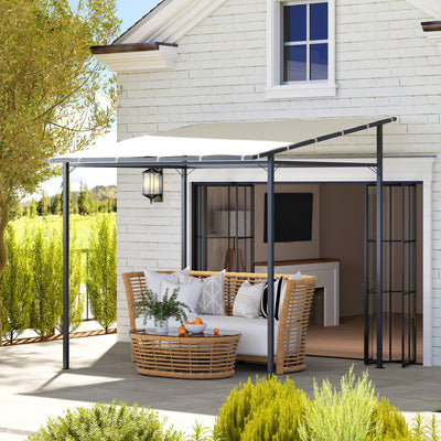Cream Wall Mounted Pergola Gazebo with Metal Frame and UPF30+ Sun Shade by Outsunny