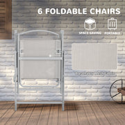 Grey 6 Seater Garden Dining Set With Table Chairs and Parasol by Outsunny