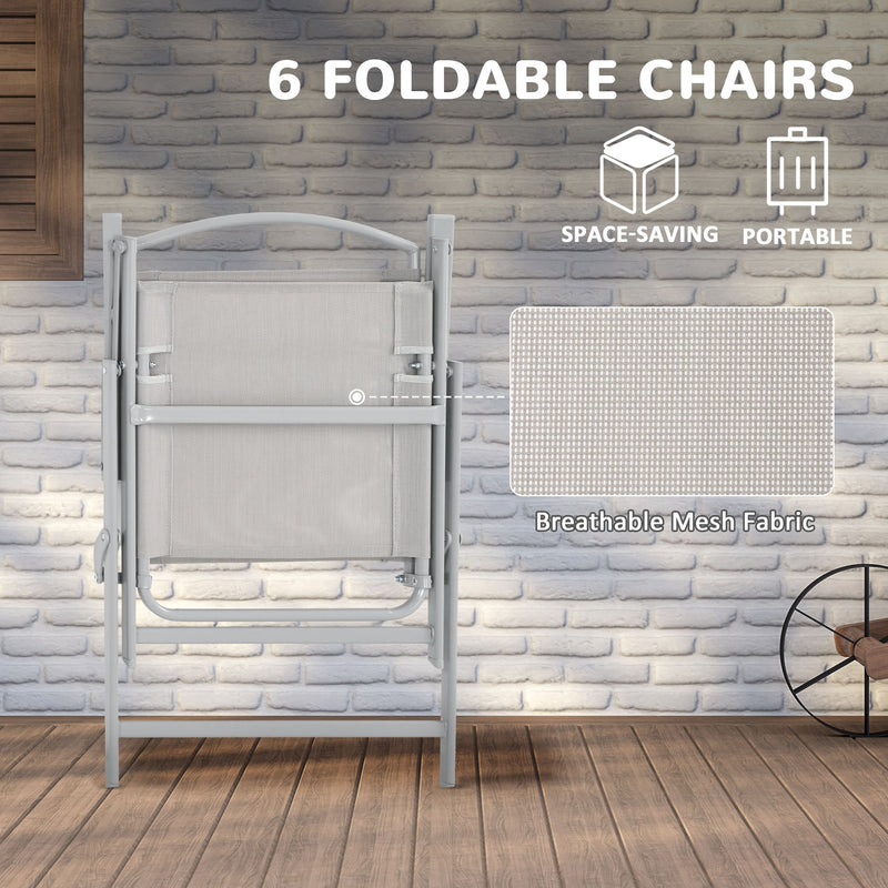 Grey 6 Seater Garden Dining Set With Table Chairs and Parasol by Outsunny