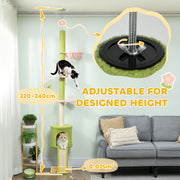 Adjustable Floor to Ceiling Cat Tree with Hammock Condo and Scratching Posts Green AOSOM