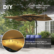 Khaki 3m Cantilever Garden Parasol with Hydraulic Lift for Easy Outdoor Shade