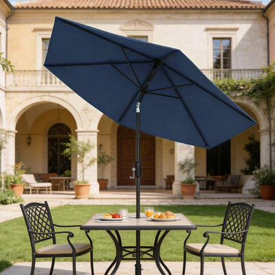 Garden Parasol with Tilt and Crank for Patio Shade and Sun Protection, Navy Blue Outsunny