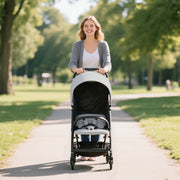 Lightweight Travel Stroller Compact Pushchair with Recline Canopy and Storage Basket Light Grey AOSOM