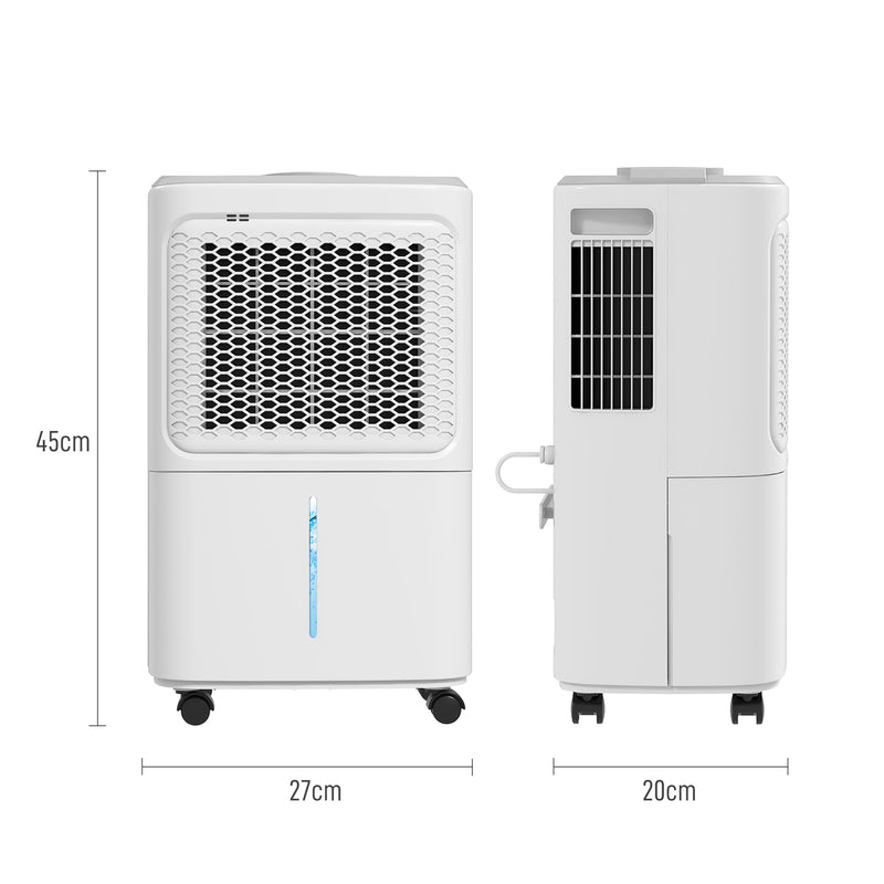 White 12L Dehumidifier with Touch Panel and LED Display for Home Use by HOMCOM