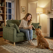 Armchair with Supportive Cushion and Soft Corduroy Upholstery for Relaxing Evenings Dark Green AOSOM