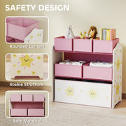 3 Tier Kids Toy Storage Unit with 6 Removable Bins Ideal for Bedroom or Playroom Pink 63 x 30 x 66cm