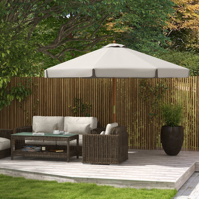 Grey 3.3m Wooden Garden Parasol with Elegant Design by Outsunny