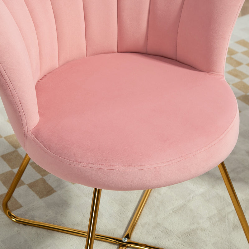Pink Velvet Feel Lotus Petal Accent Chair With Gold Legs Elegant Design by HOMCOM