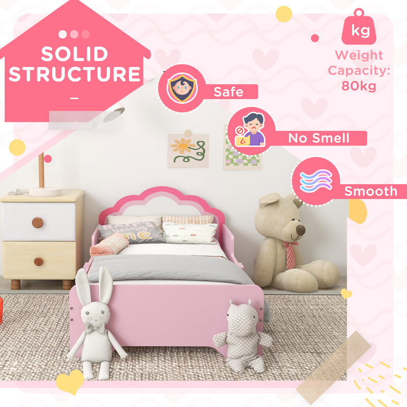 Toddler Princess Bed Frame With Cloud Design For Kids Bedroom 143 x 74cm, Pink