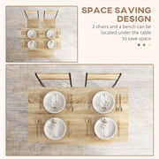 4 Seater Dining Table Set With Chairs And Bench Ideal For Family Meals Natural Wood Effect