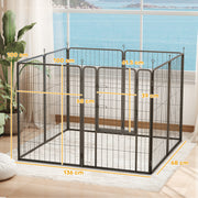 8 Panel Heavy Duty Dog Playpen with Door for Large Dogs 100cm High Indoor Outdoor by PawHut