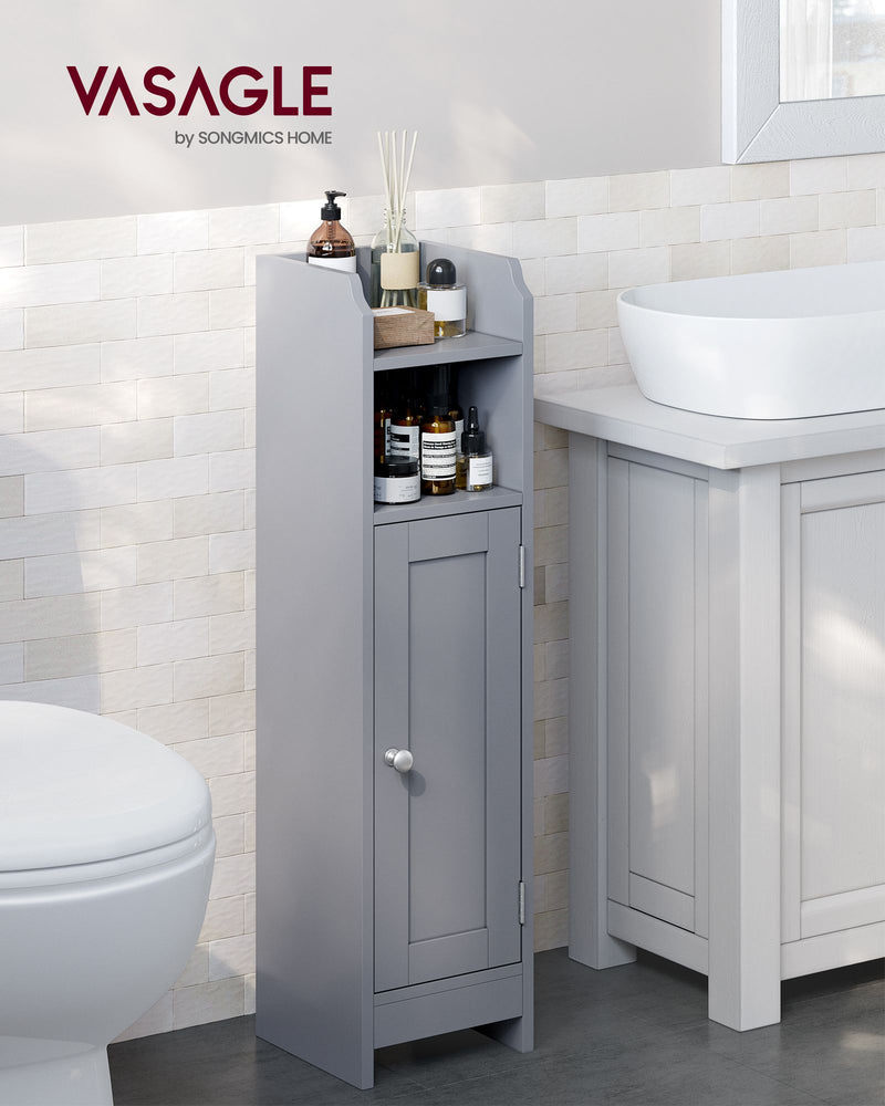 Slim Freestanding Bathroom Cabinet with Storage Shelves and Door for Small Spaces by Vasagle