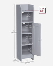 Slim Freestanding Bathroom Cabinet with Storage Shelves and Door for Small Spaces by Vasagle
