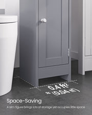 Slim Freestanding Bathroom Cabinet with Storage Shelves and Door for Small Spaces by Vasagle