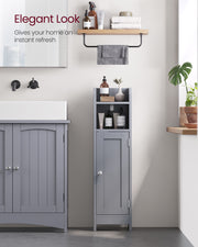 Slim Freestanding Bathroom Cabinet with Storage Shelves and Door for Small Spaces by Vasagle