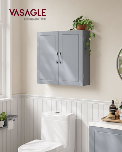 Wall Mounted Bathroom Cabinet with Adjustable Shelves in Dove Grey by Vasagle