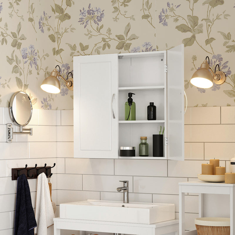 Wall Mounted Bathroom Cabinet with Adjustable Shelves in Cloud White by Vasagle