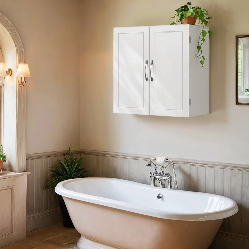 Wall Mounted Bathroom Cabinet with Adjustable Shelves and Doors 60 cm Wide by Vasagle