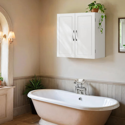 Wall Mounted Bathroom Cabinet with Adjustable Shelves and Doors 60 cm Wide by Vasagle