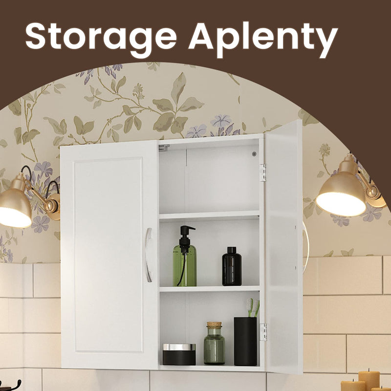 Wall Mounted Bathroom Cabinet with Adjustable Shelves and Doors 60 cm Wide by Vasagle