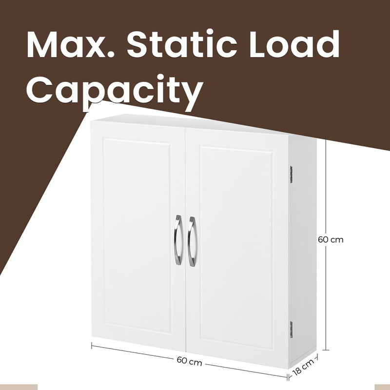 Wall Mounted Bathroom Cabinet with Adjustable Shelves and Doors 60 cm Wide by Vasagle