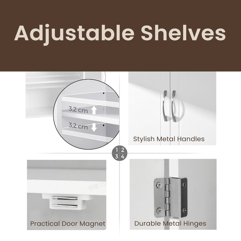 Wall Mounted Bathroom Cabinet with Adjustable Shelves and Doors 60 cm Wide by Vasagle