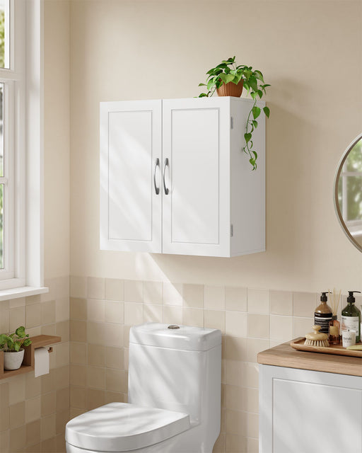 Wall Mounted Bathroom Cabinet with Adjustable Shelves in Cloud White Finish by Vasagle
