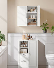 Wall Mounted Bathroom Cabinet with Adjustable Shelves in Cloud White Finish by Vasagle