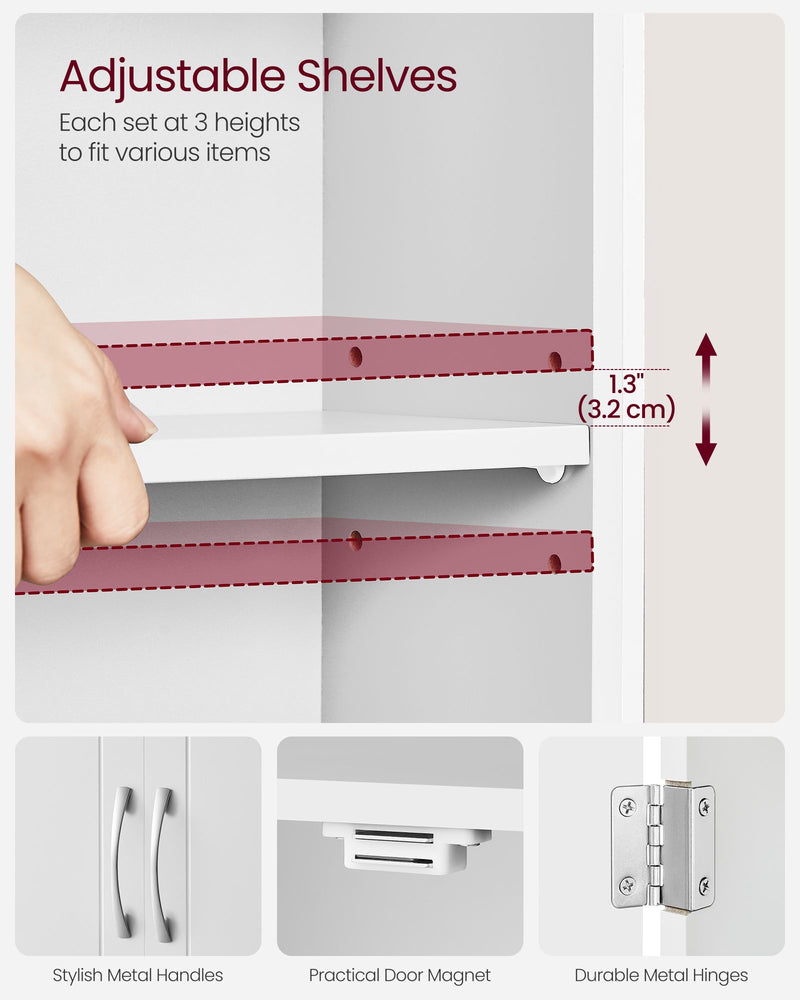 Wall Mounted Bathroom Cabinet with Adjustable Shelves in Cloud White Finish by Vasagle