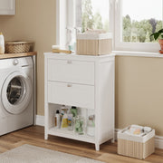 White Bathroom Storage Cabinet with 2 Drawers and Removable Baskets by Vasagle