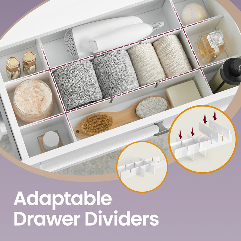 White Bathroom Storage Cabinet with 2 Drawers and Removable Baskets by Vasagle