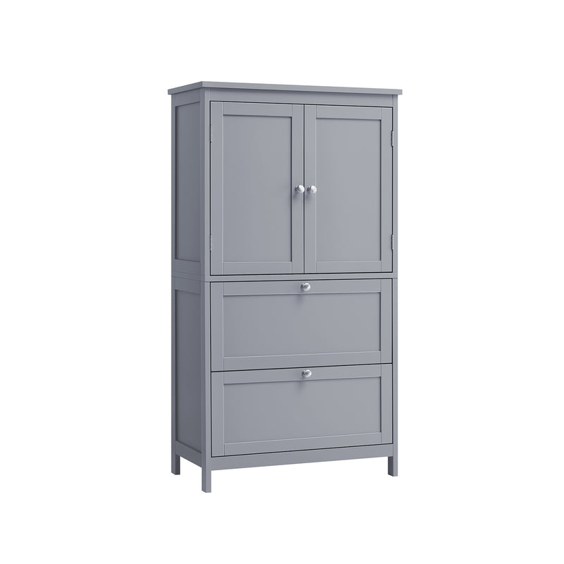Dove Grey Bathroom Cabinet with Adjustable Shelf 110 cm Tall Storage Unit by Vasagle