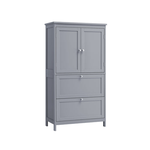 Dove Grey Bathroom Cabinet with Adjustable Shelf 110 cm Tall Storage Unit by Vasagle